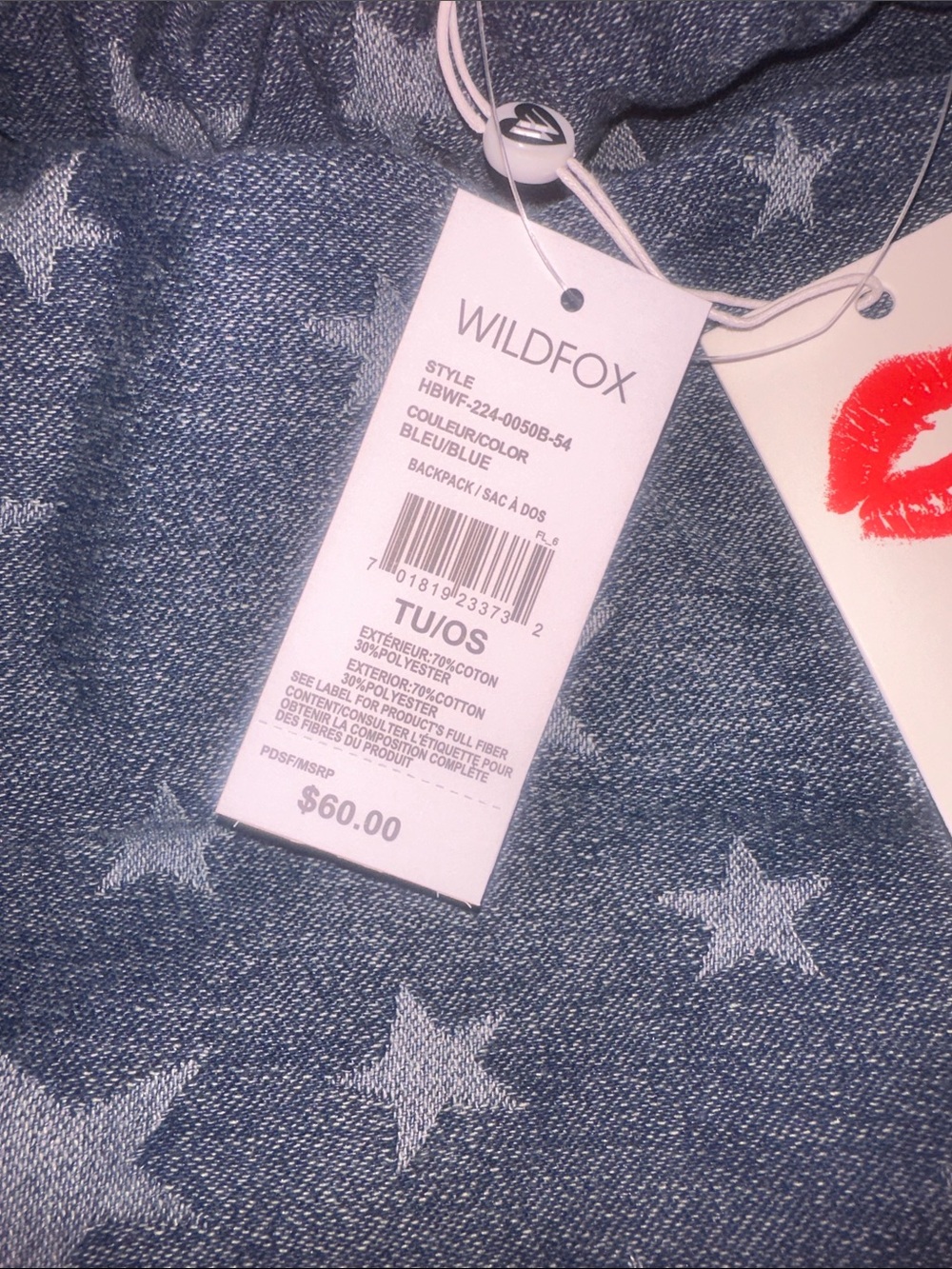 Wildfox Drawstring Backpack NEW - Picture 3 of 5